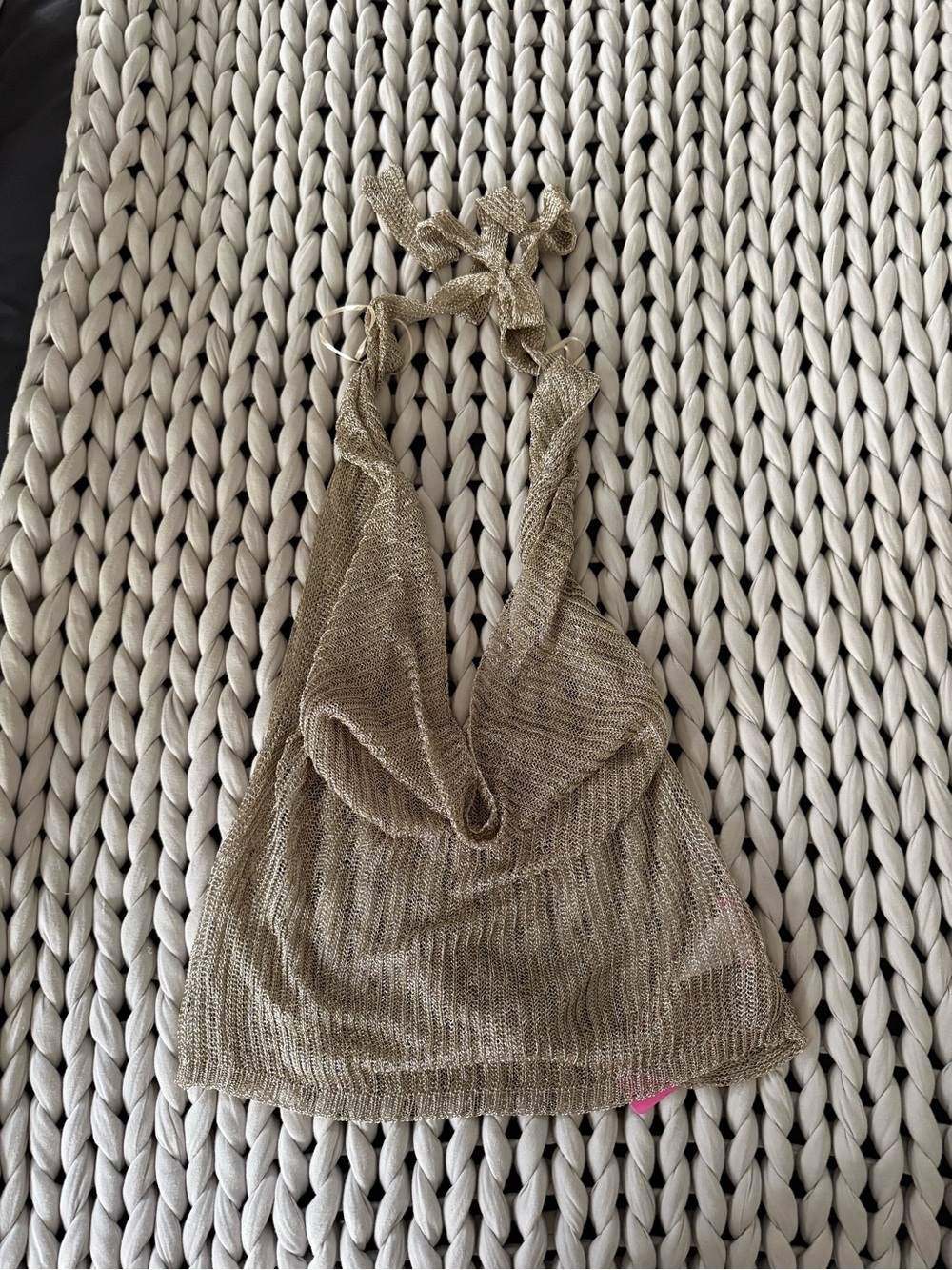Edikted Shiny Rib Cowl Neck Halter Top NWT